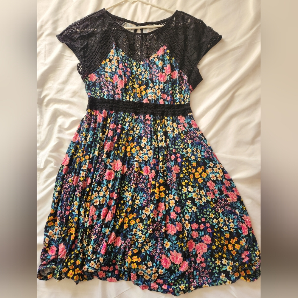 Torrid Black Floral Women Super Soft Knit Dress
